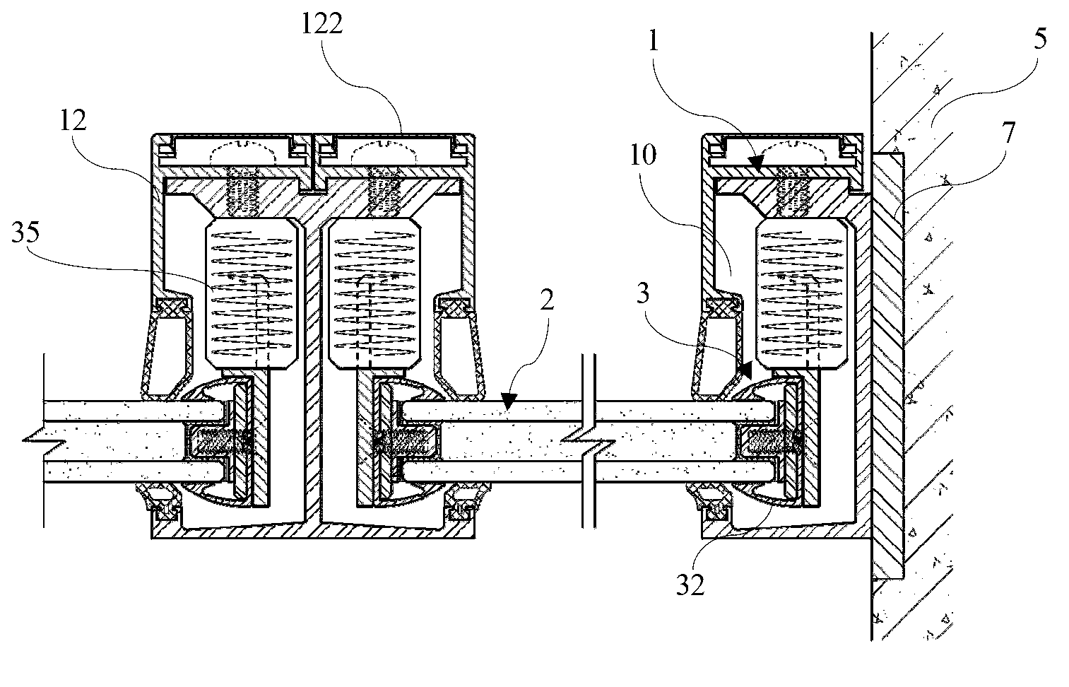Explosion-proof and anti-riot transparent partition mounting structure with buffer function and mounting method of mounting structure