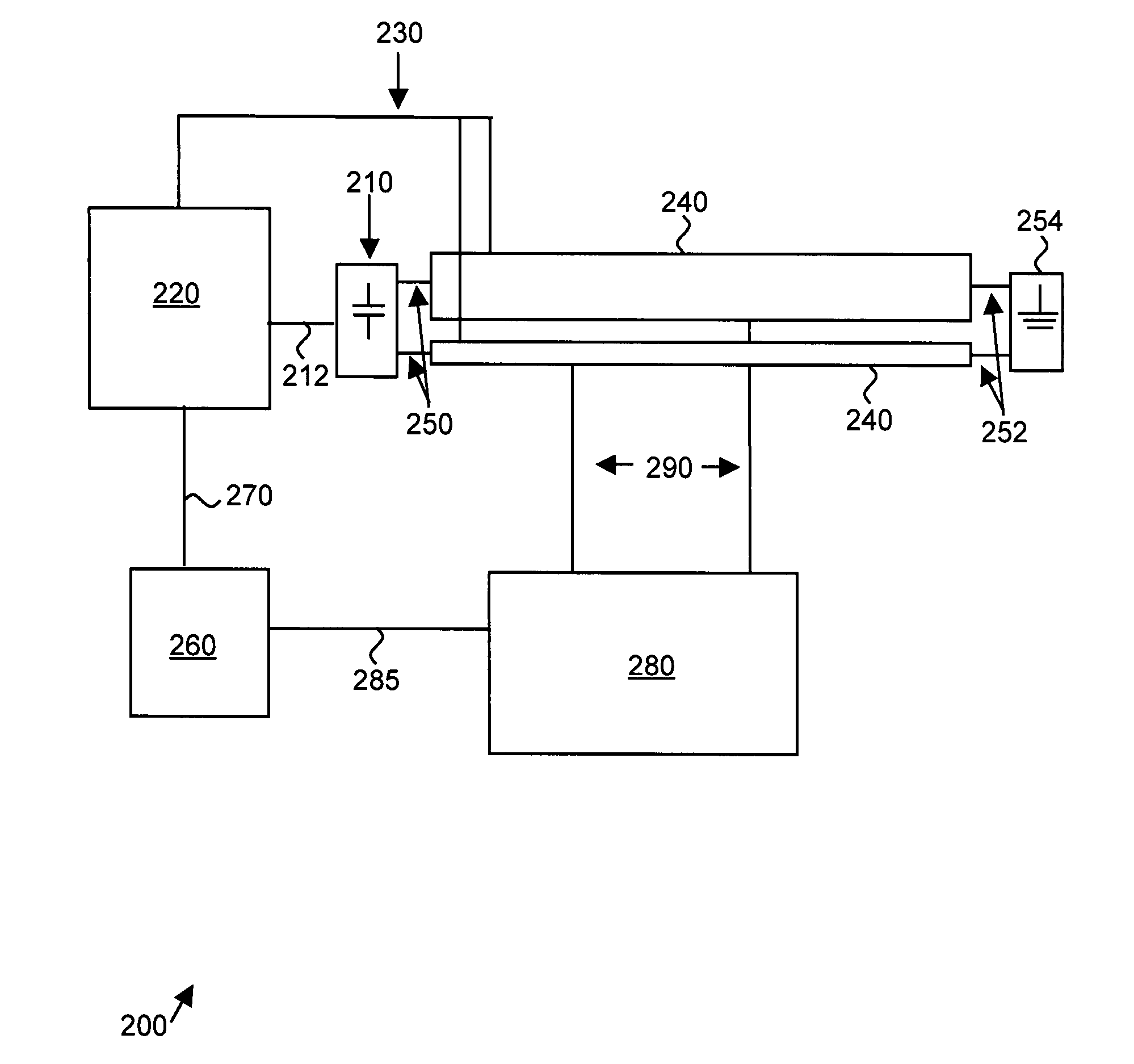 Circuit for charging a capacitor with a power source