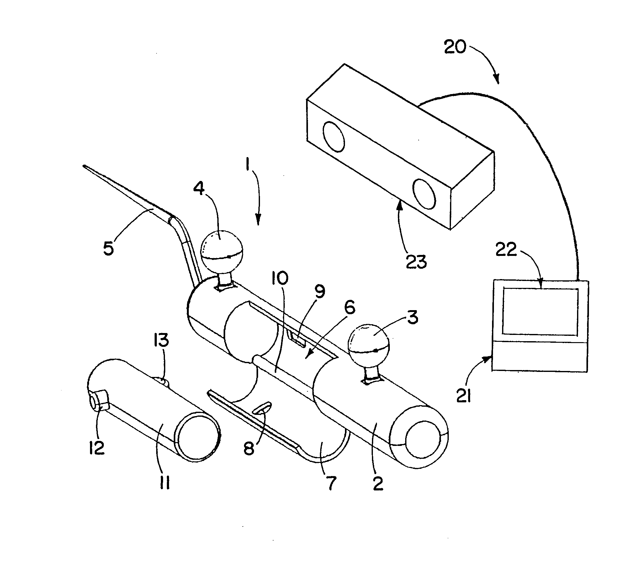 Medical instrument having a separate transmitter for controlling medical treatment software