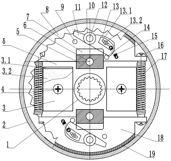 Centrifugal permanent magnet automatic clutch combining friction and synchronous locking