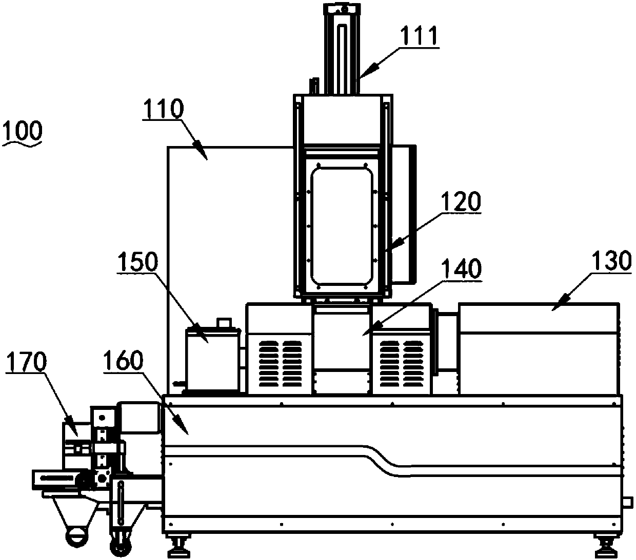 Rubber or silica gel mixing, defoaming and extrusion forming integrated machine