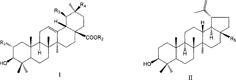 Use of pentacylic triterpene compounds in preparing glycogenic phosphorylase inhibitor