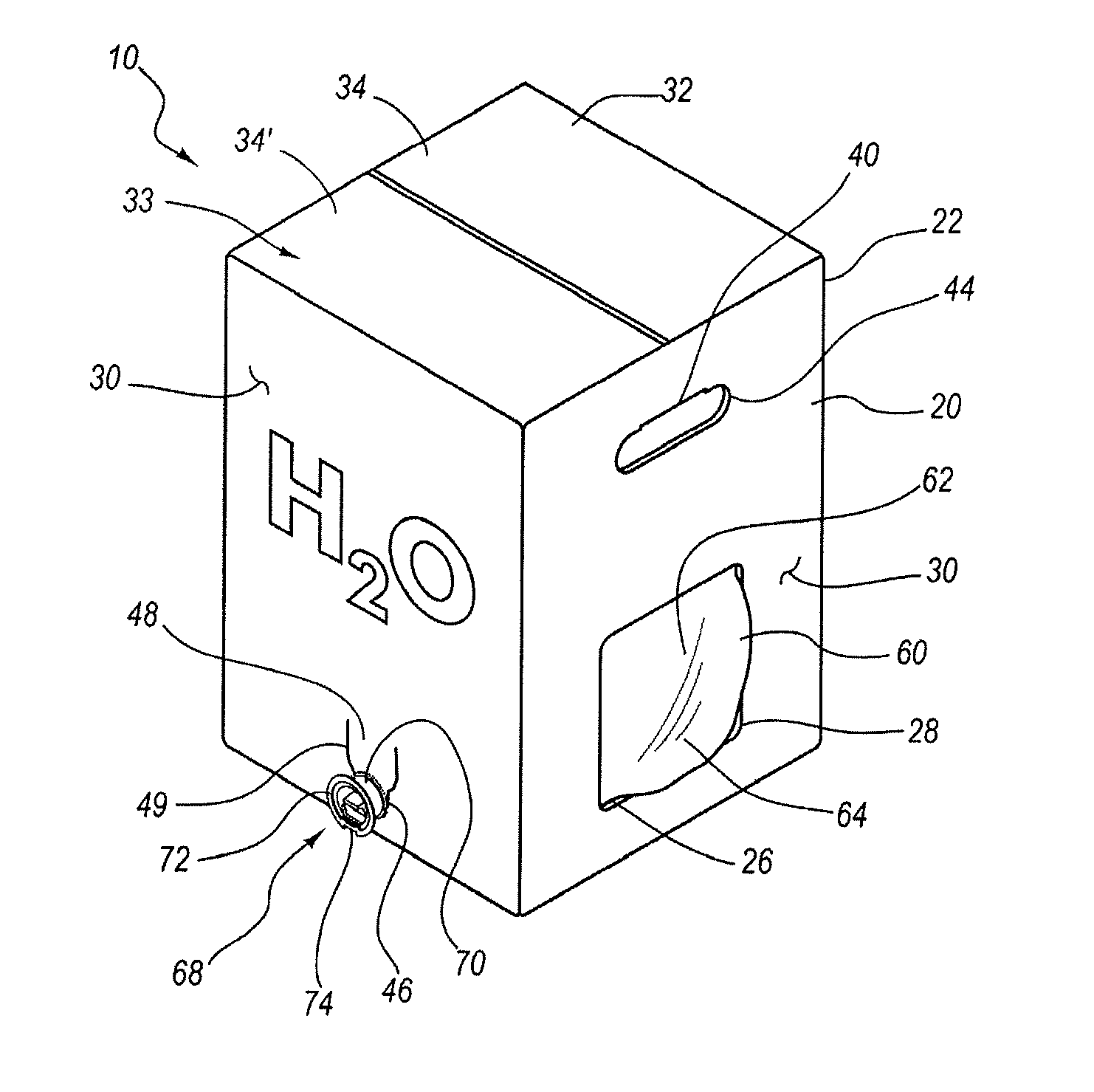 Temperature controlled liquid dispenser, containers therefore, and bag-in-box container construction