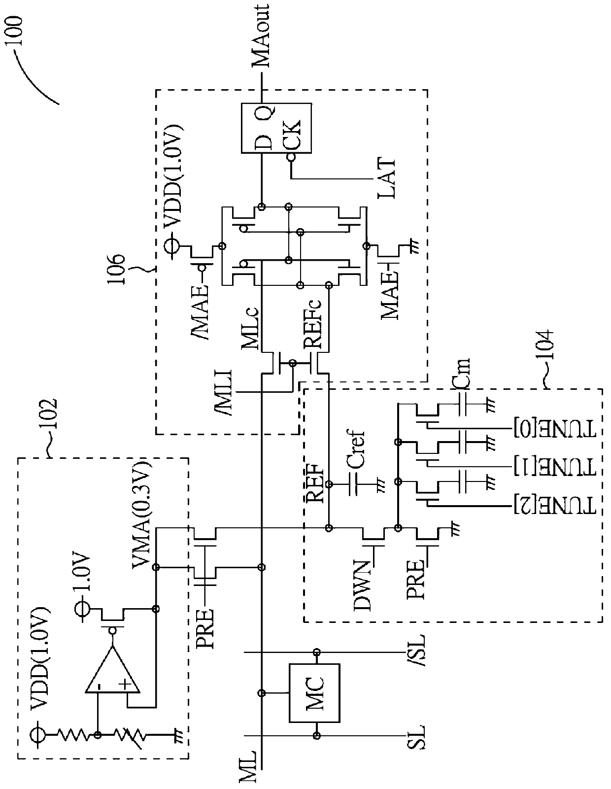 Differential sensing circuit with dynamic reference voltage for single-ended bitline memory
