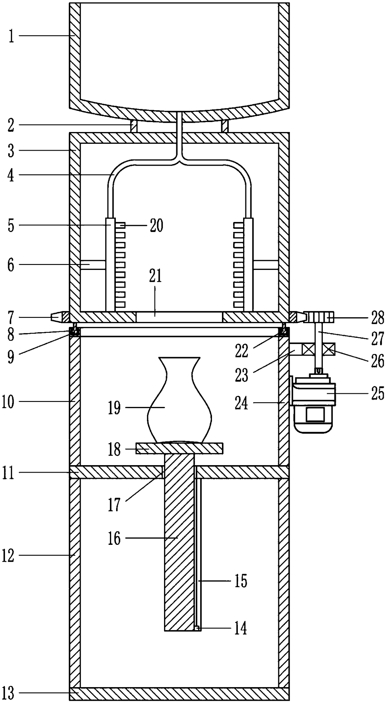 Powder spraying device for special ceramic production