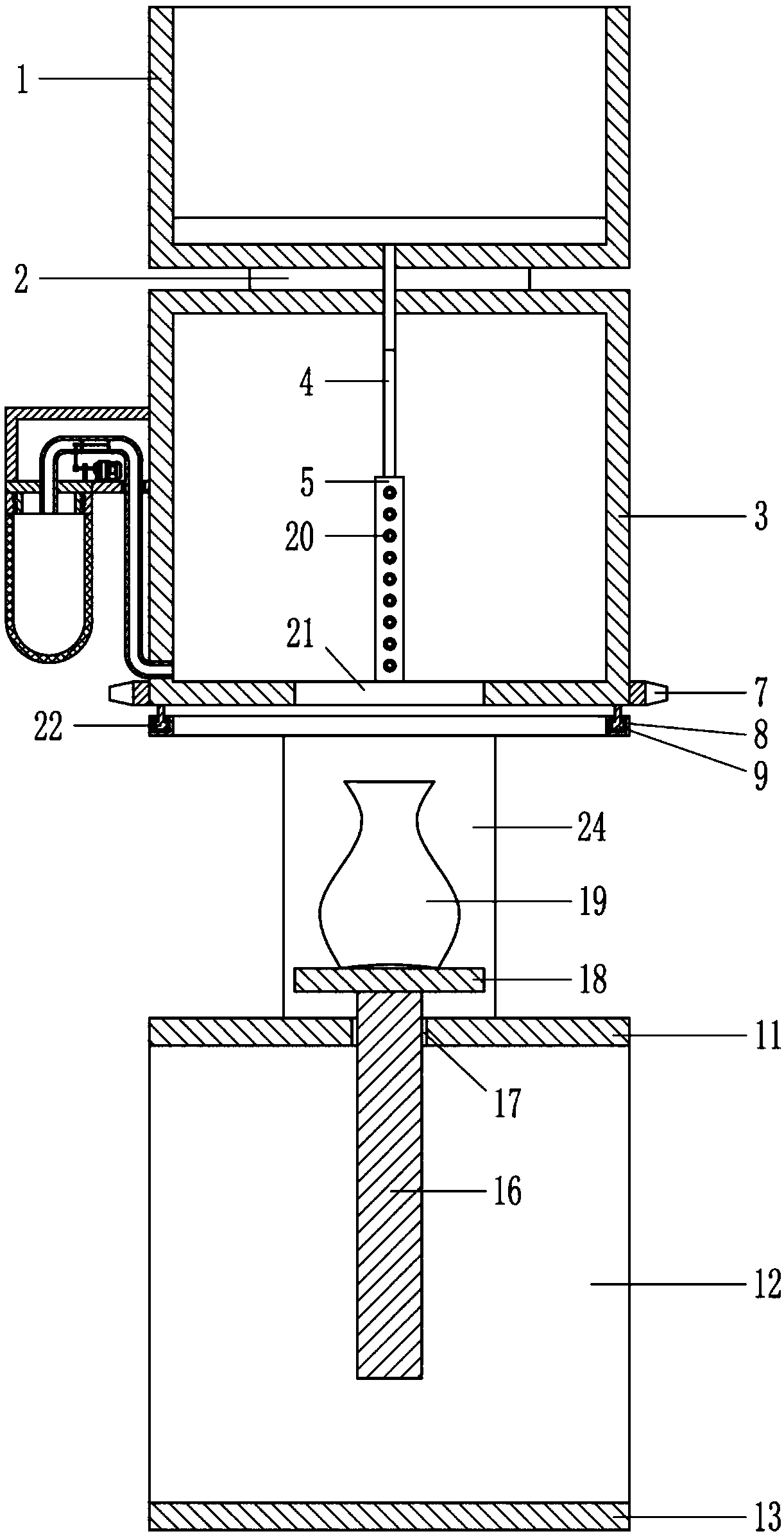 Powder spraying device for special ceramic production