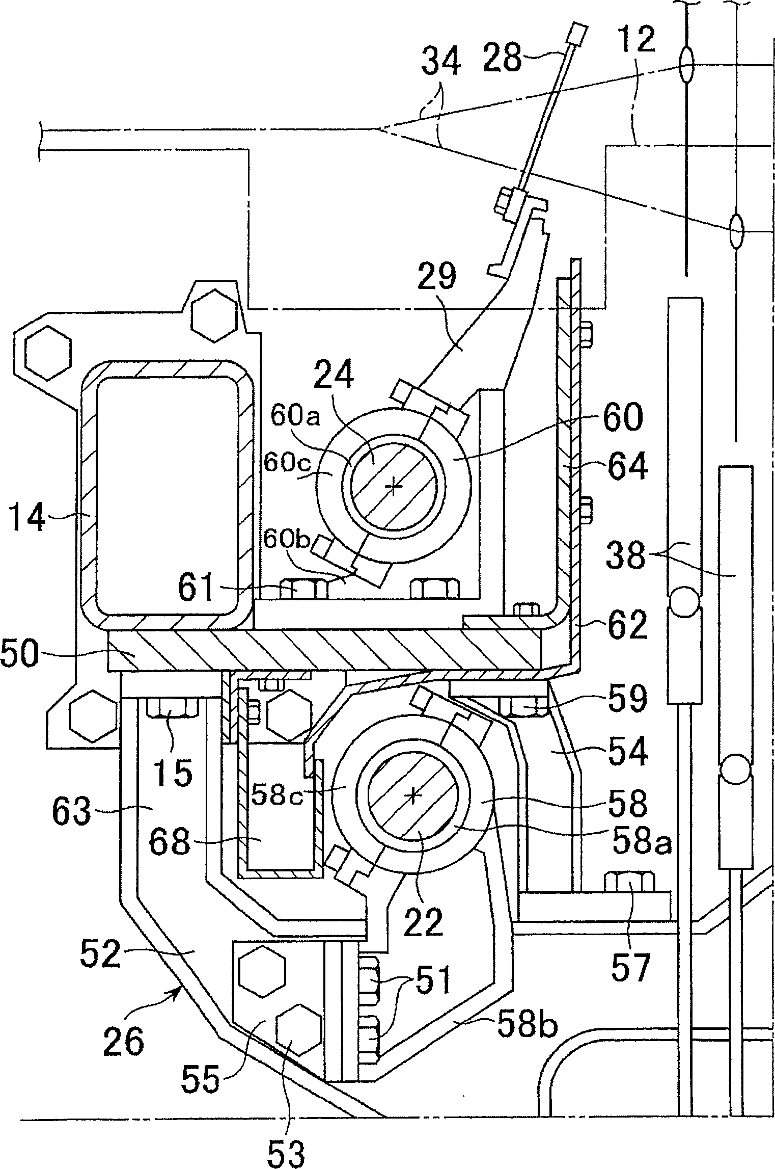 Reinforcing structure of loom battening device and water-spray type loom comprising the same