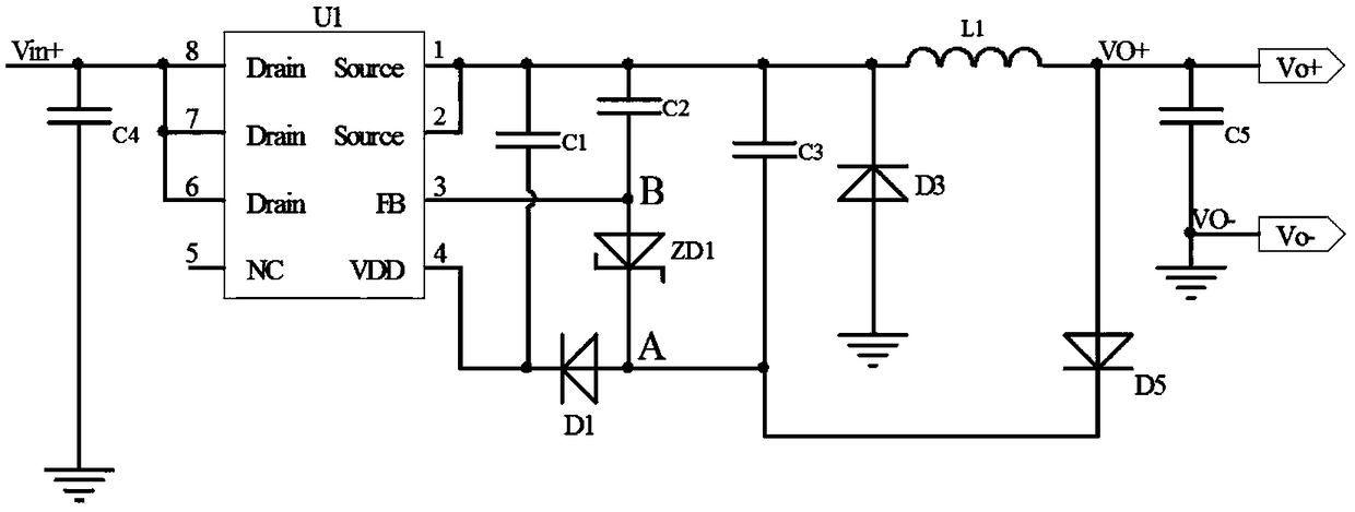 Output voltage feedback circuit and temperature compensation circuit of switching converter