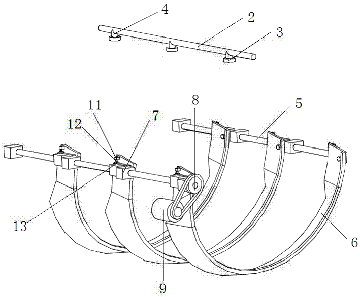 Ash removing device for soot pipeline and work method of ash removing device for soot pipeline