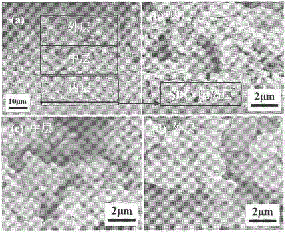 Preparation method of solid oxide fuel cell gradient structure cathode film