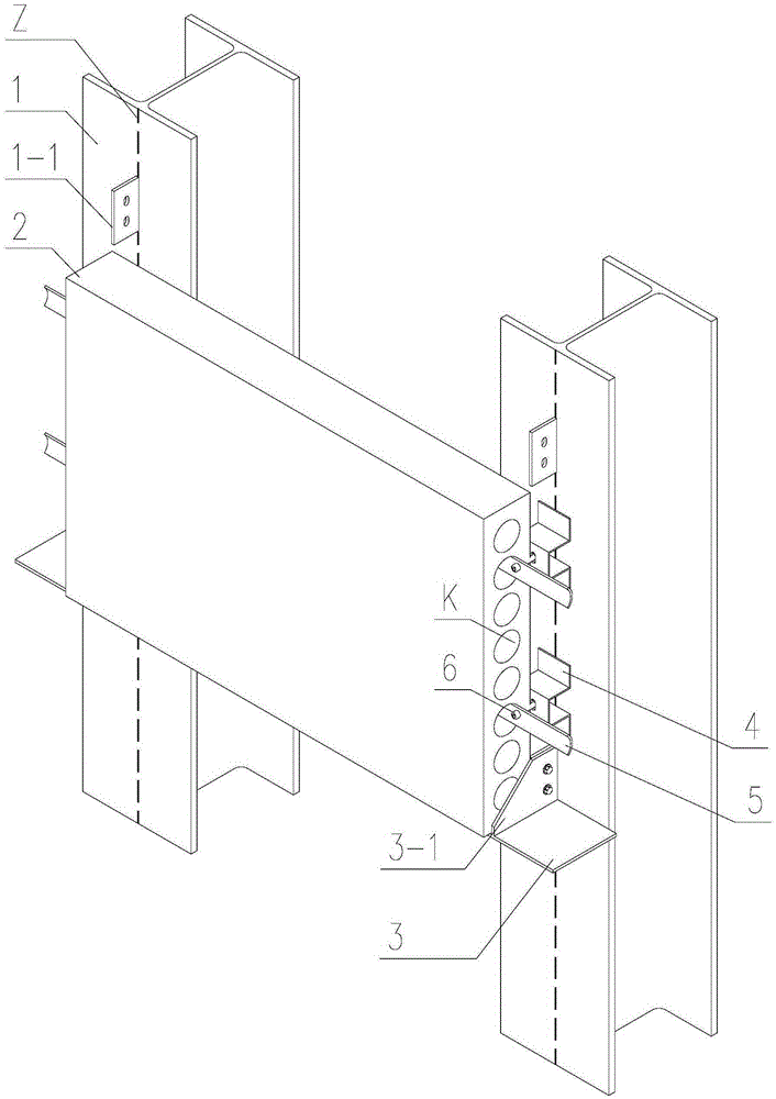 A connection structure between a prefabricated workshop wall panel and a column