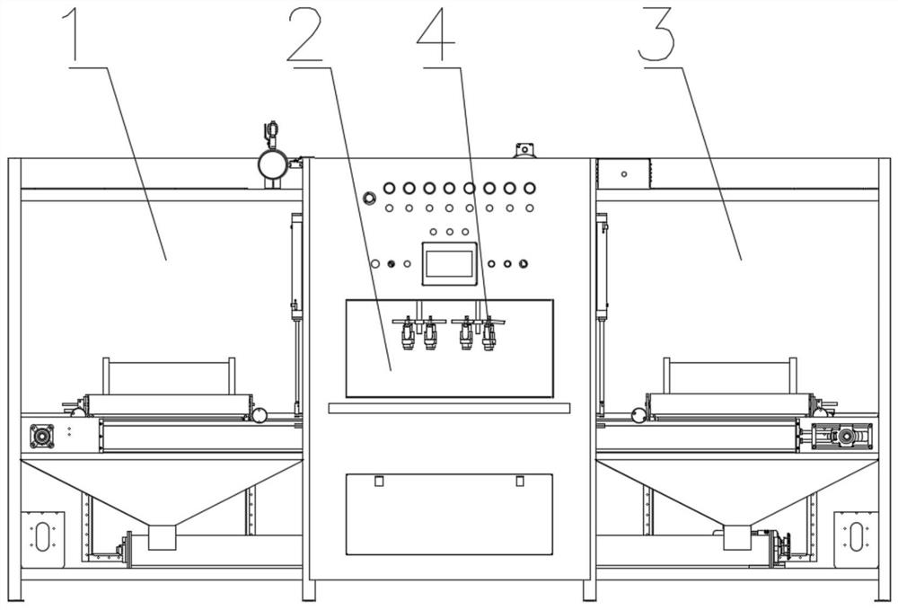 Three-station fully-closed cylindrical sand blasting machine