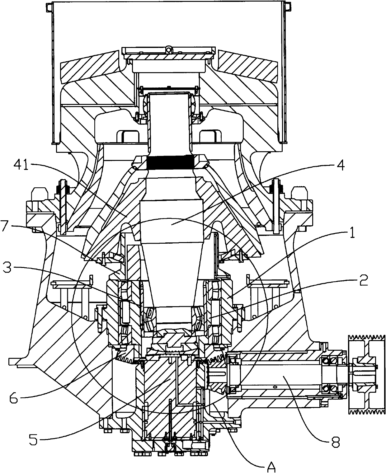 Eccentric sleeve mechanism for cone crusher
