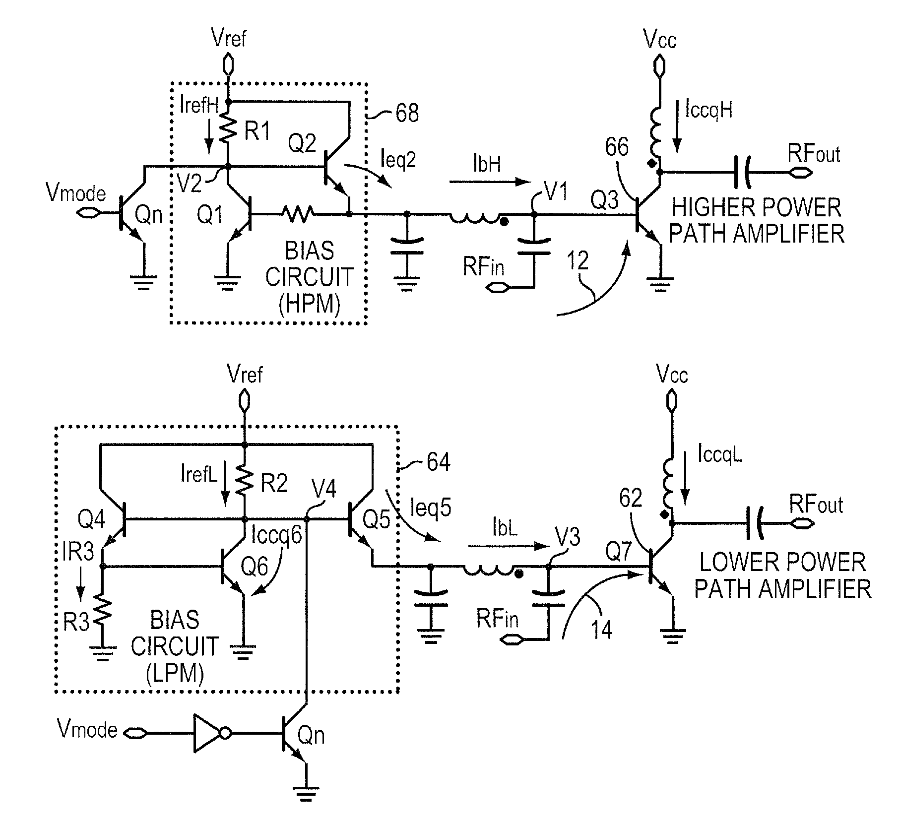 Multi-mode power amplifier with low gain variation over temperature