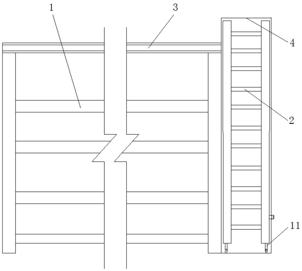 A shelf with movable ladders