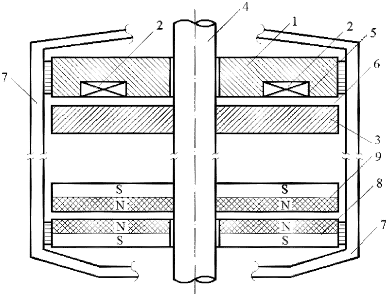 Electromagnetic load reduction bearing for hydraulic generator