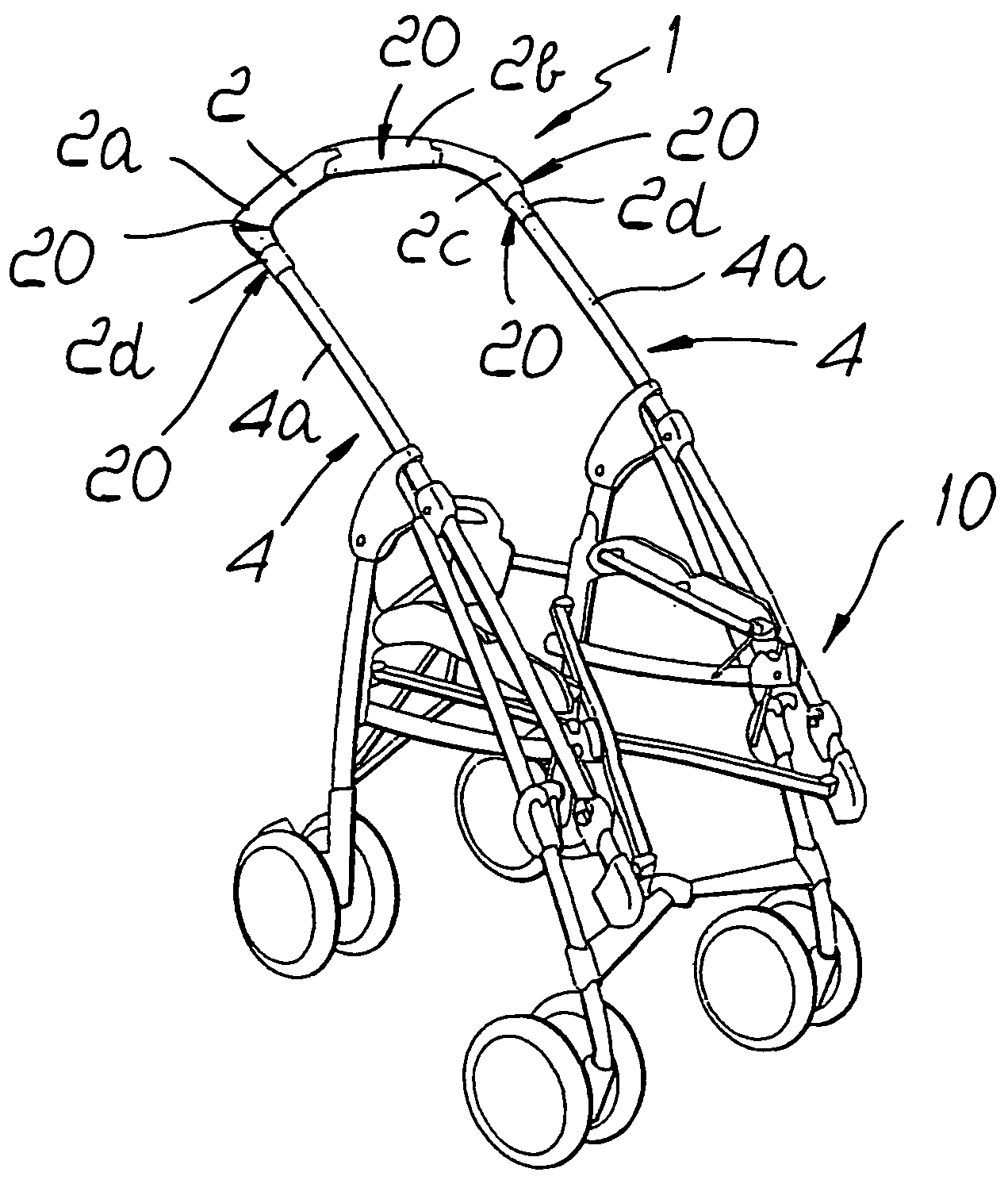 Grip device, particularly for pushchairs, prams and the like