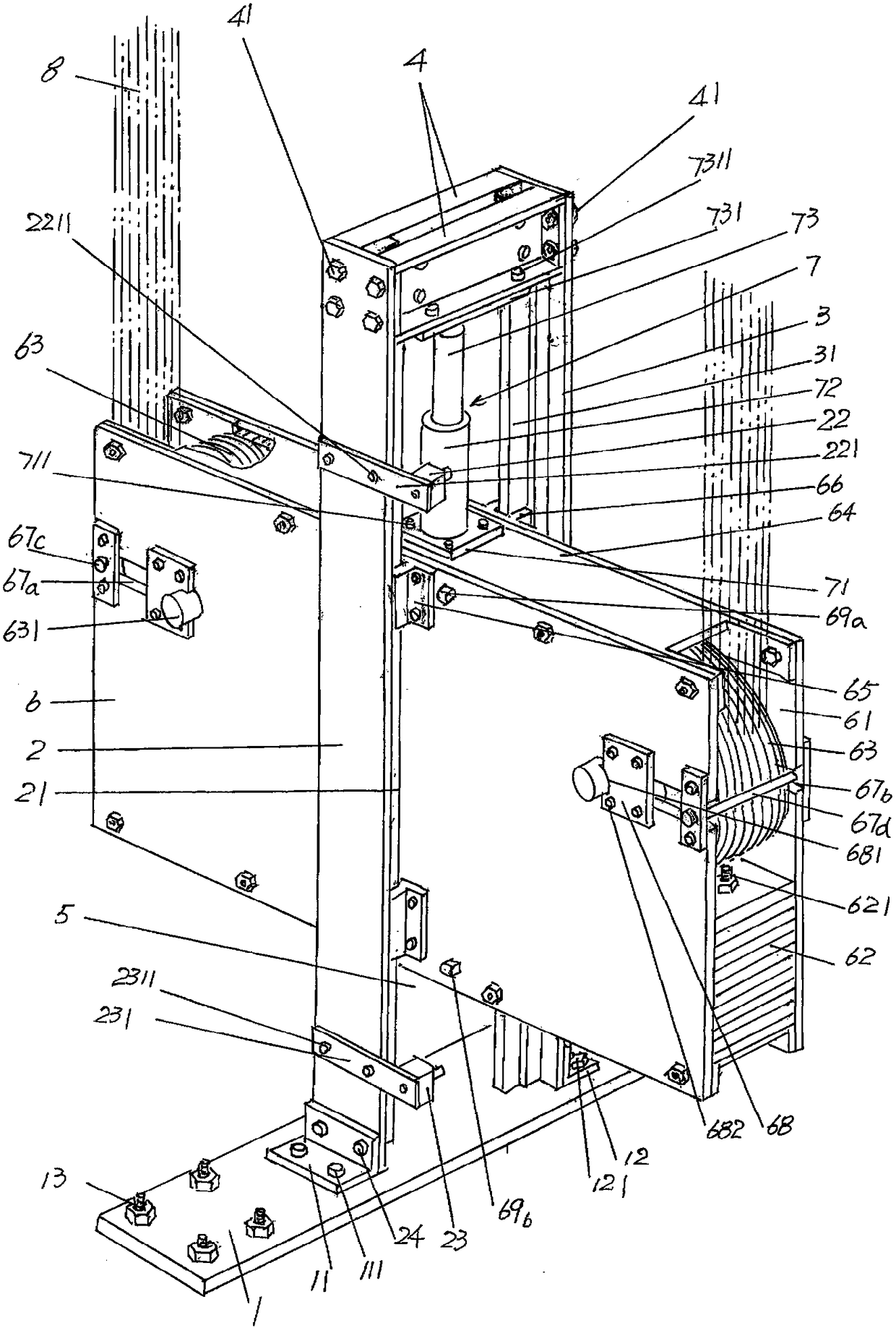 High-speed elevator compensation rope tensioning device
