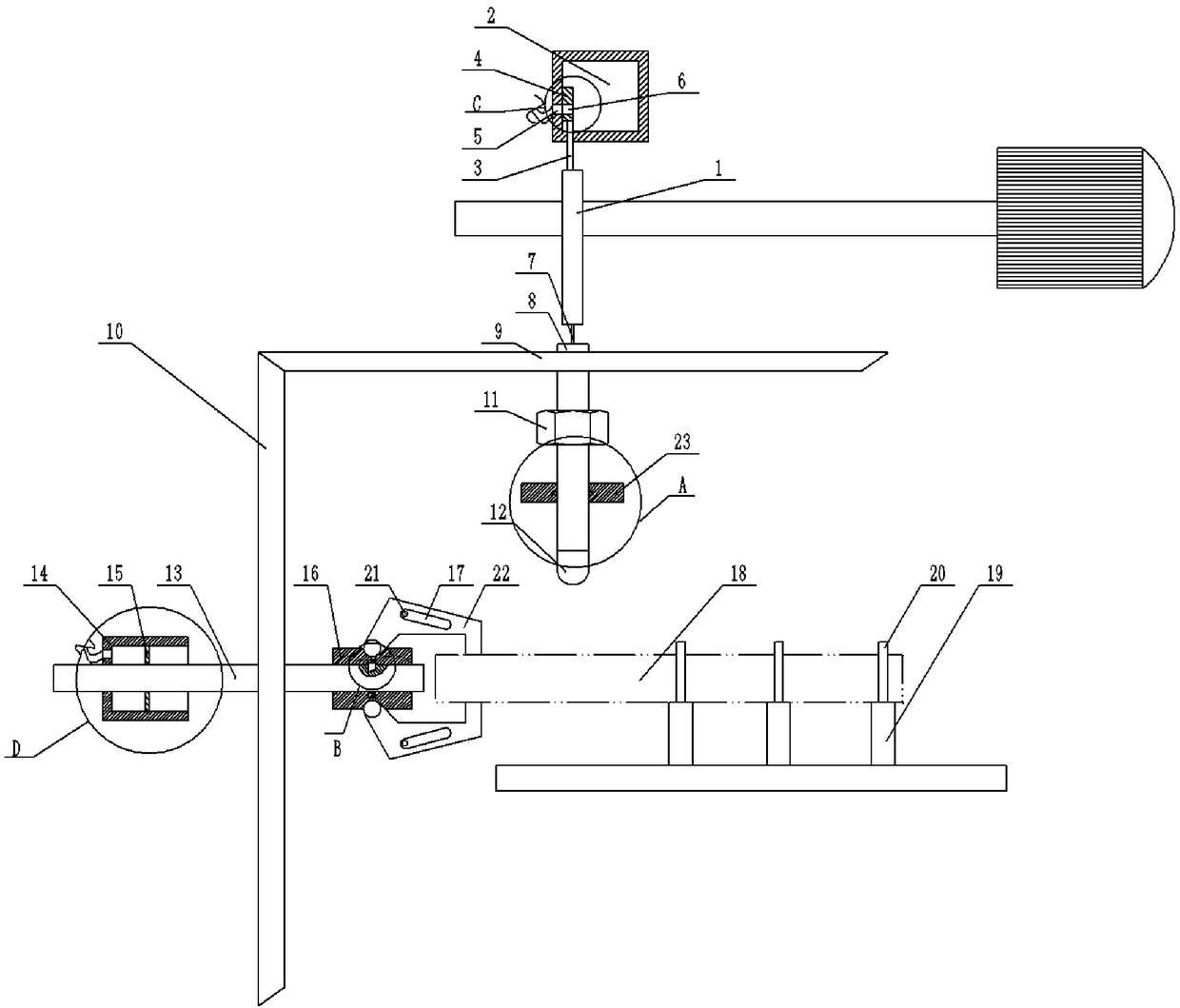 Machining device of reverse gear shaft of mini-tiller