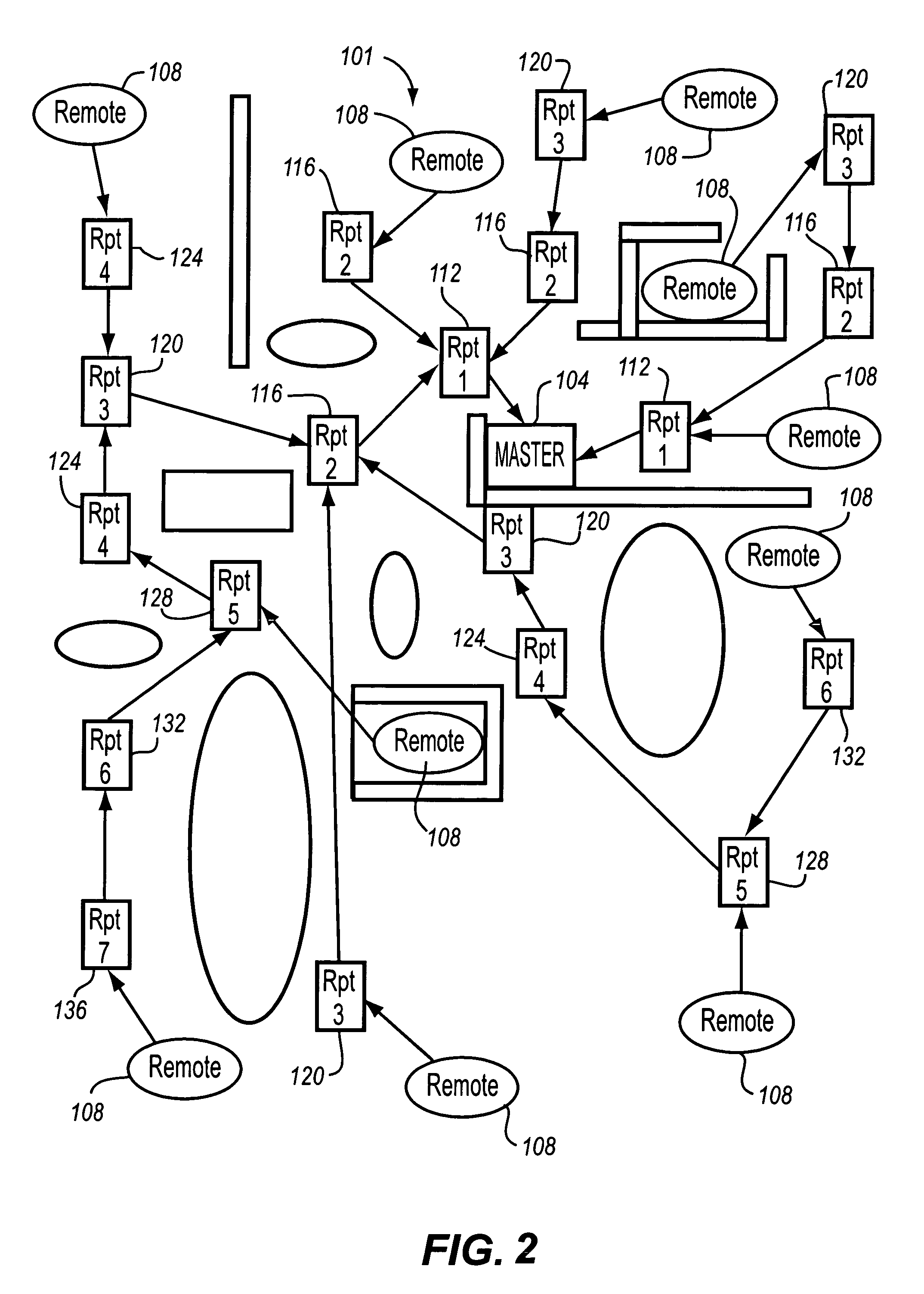 Message control protocol in a communications network having repeaters