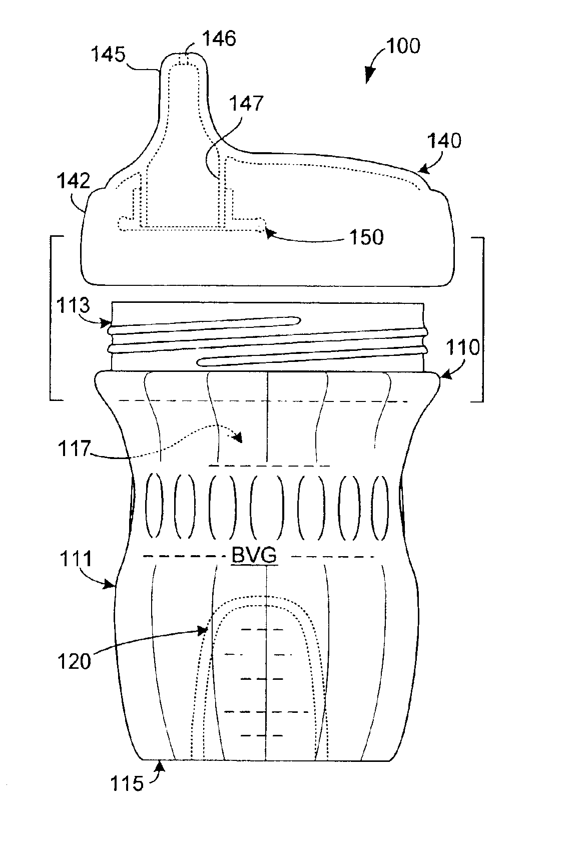 Flow control element with pinholes for spill-resistant beverage container