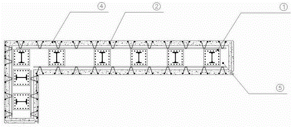 Prefabricated composite shell mould built-in prestressed steel reinforced concrete wall