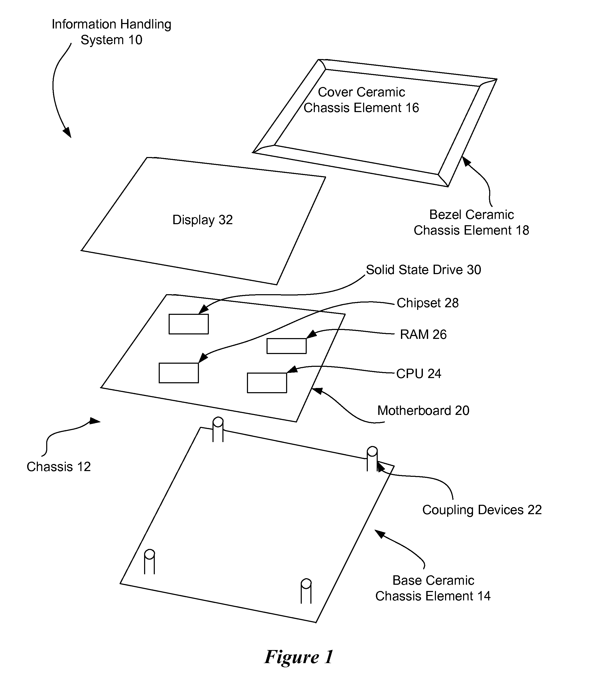 Information handling system ceramic chassis