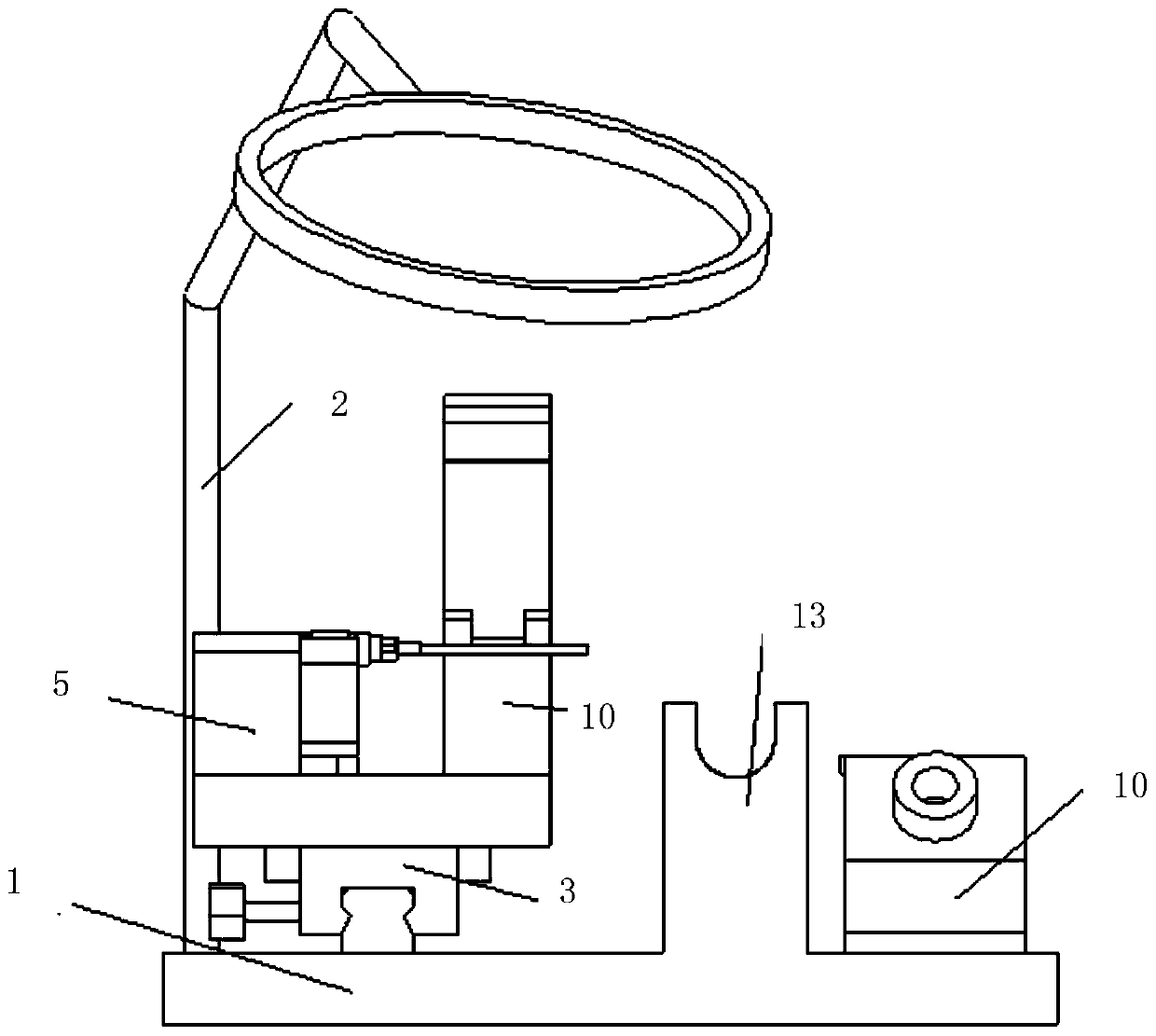 Clamping and welding device for communication coaxial cable