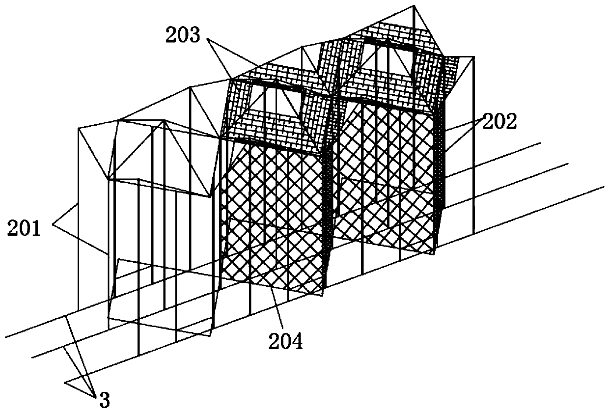 Track bearing compound blade reciprocating operation multi-unit power generation windmill and direction adjustment method