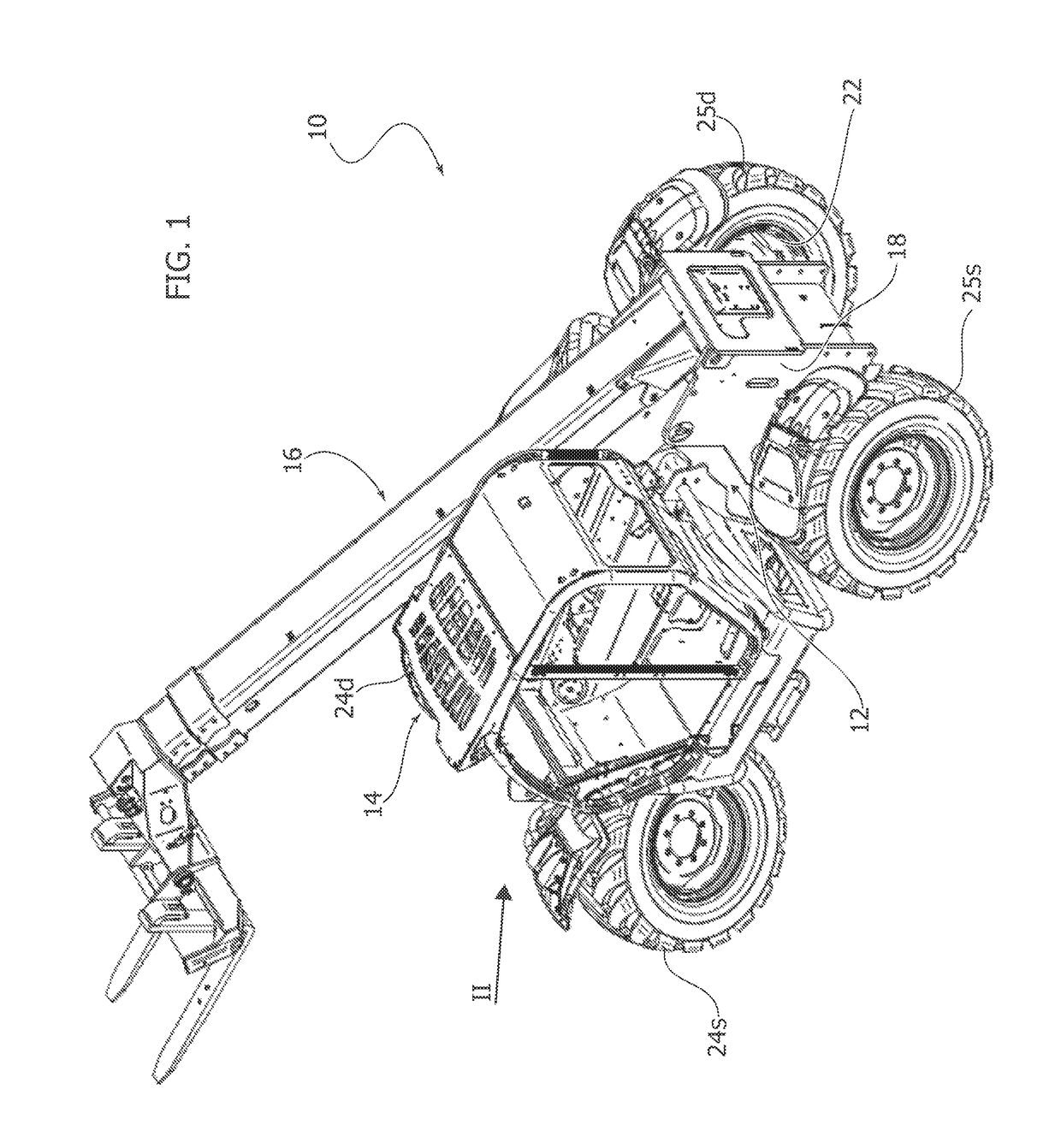 Lifting vehicle with a transverse stability control system