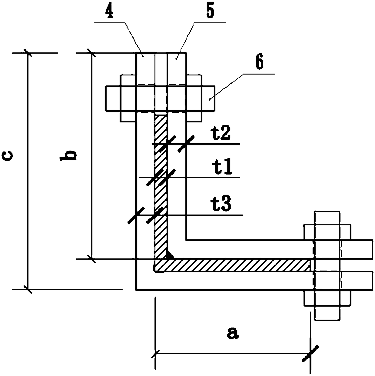 Reinforcing device for angle steel power transmission tower main material