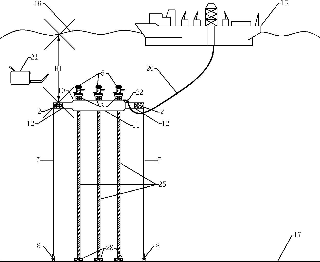 Ultra-deepwater offshore oil-gas engineering developing system and mounting method thereof