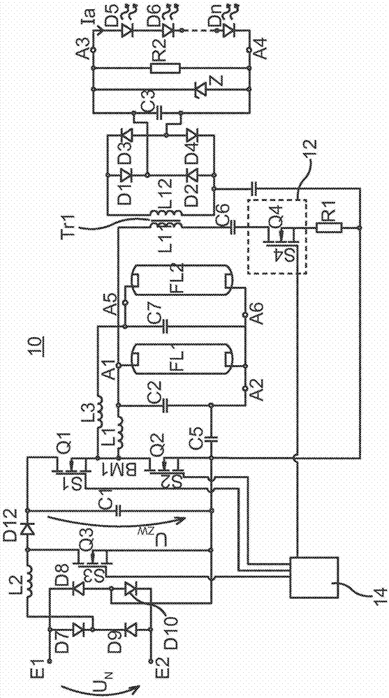Circuit arrangement for operating at least one discharge lamp and at least one LED