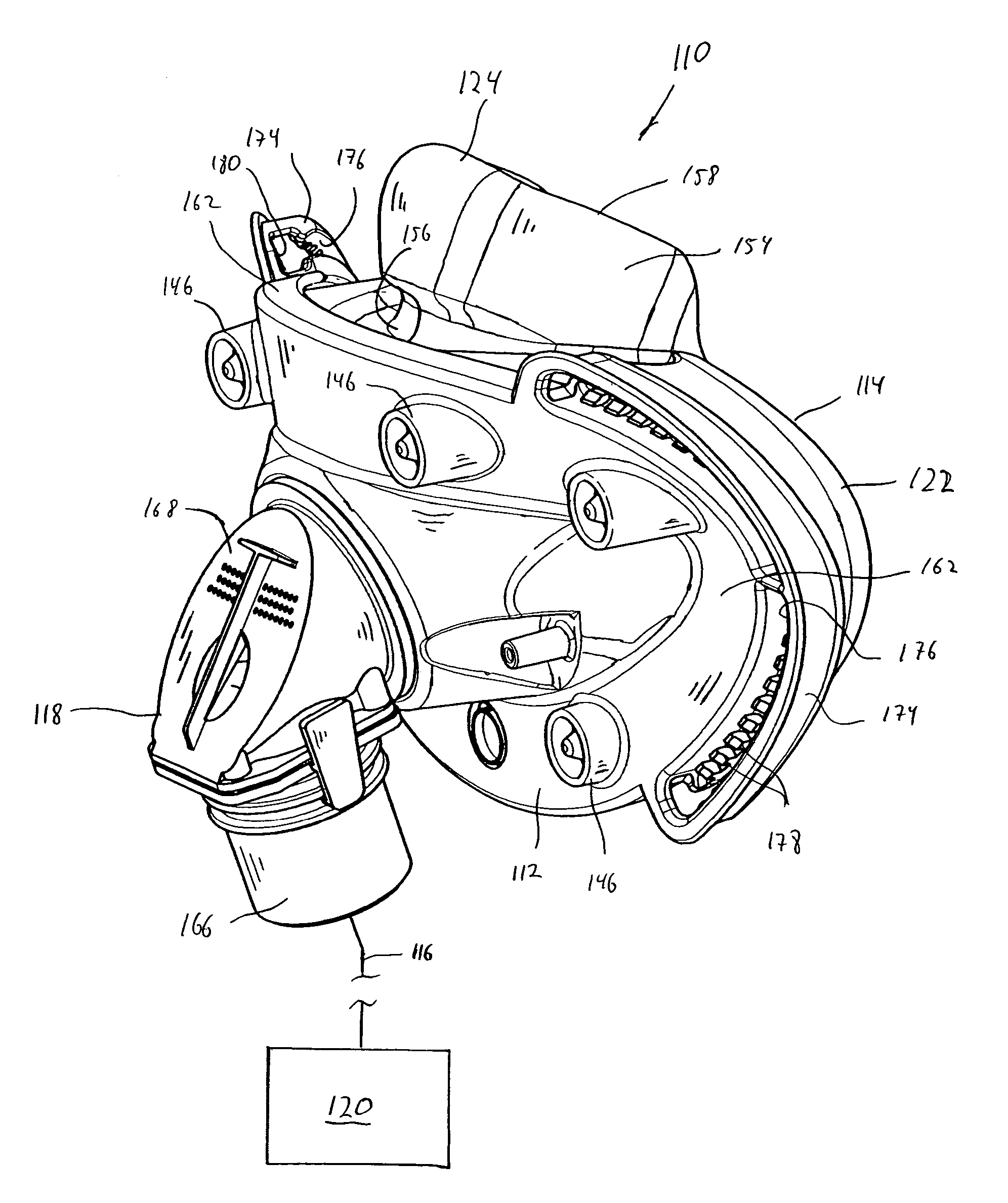 Full face respiratory mask with integrated nasal interface