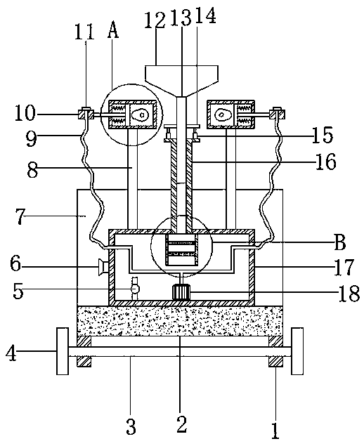 Tunnel top water spraying device for tunnel construction