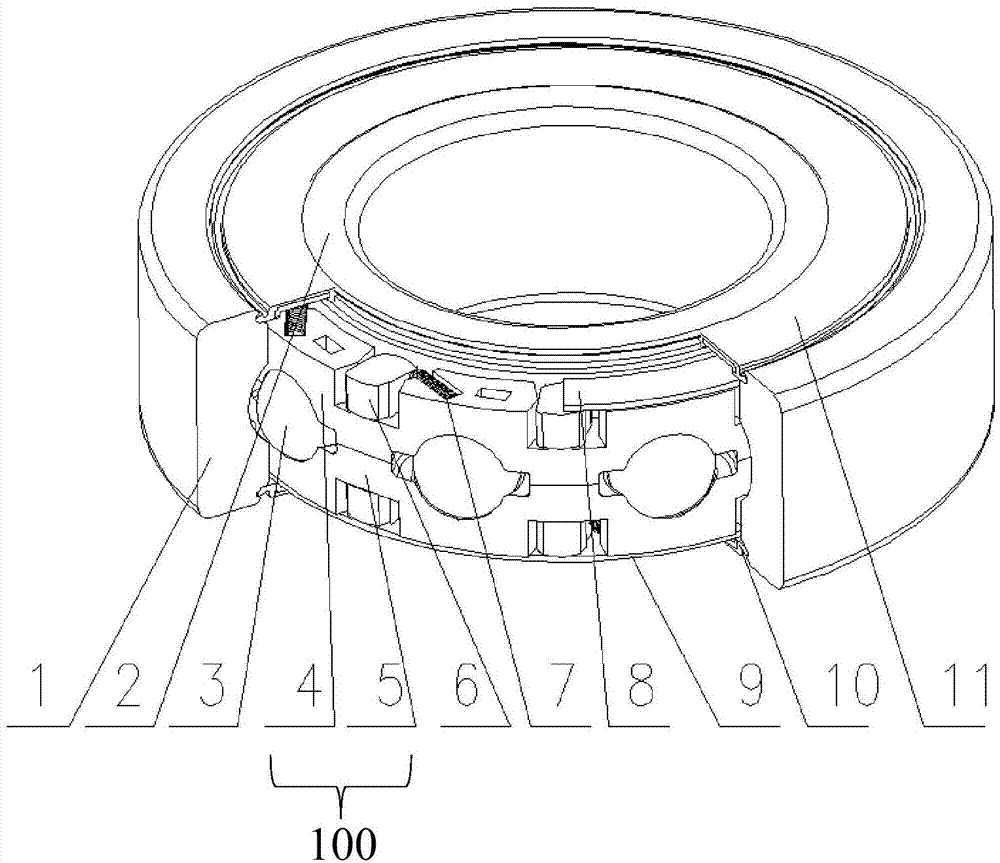 Double-wedge sealed buckled type reverse stop bearing