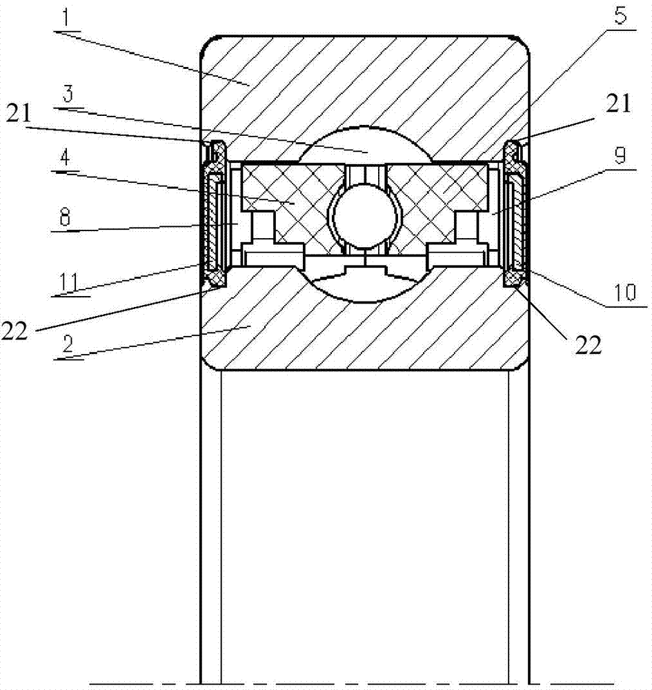 Double-wedge sealed buckled type reverse stop bearing