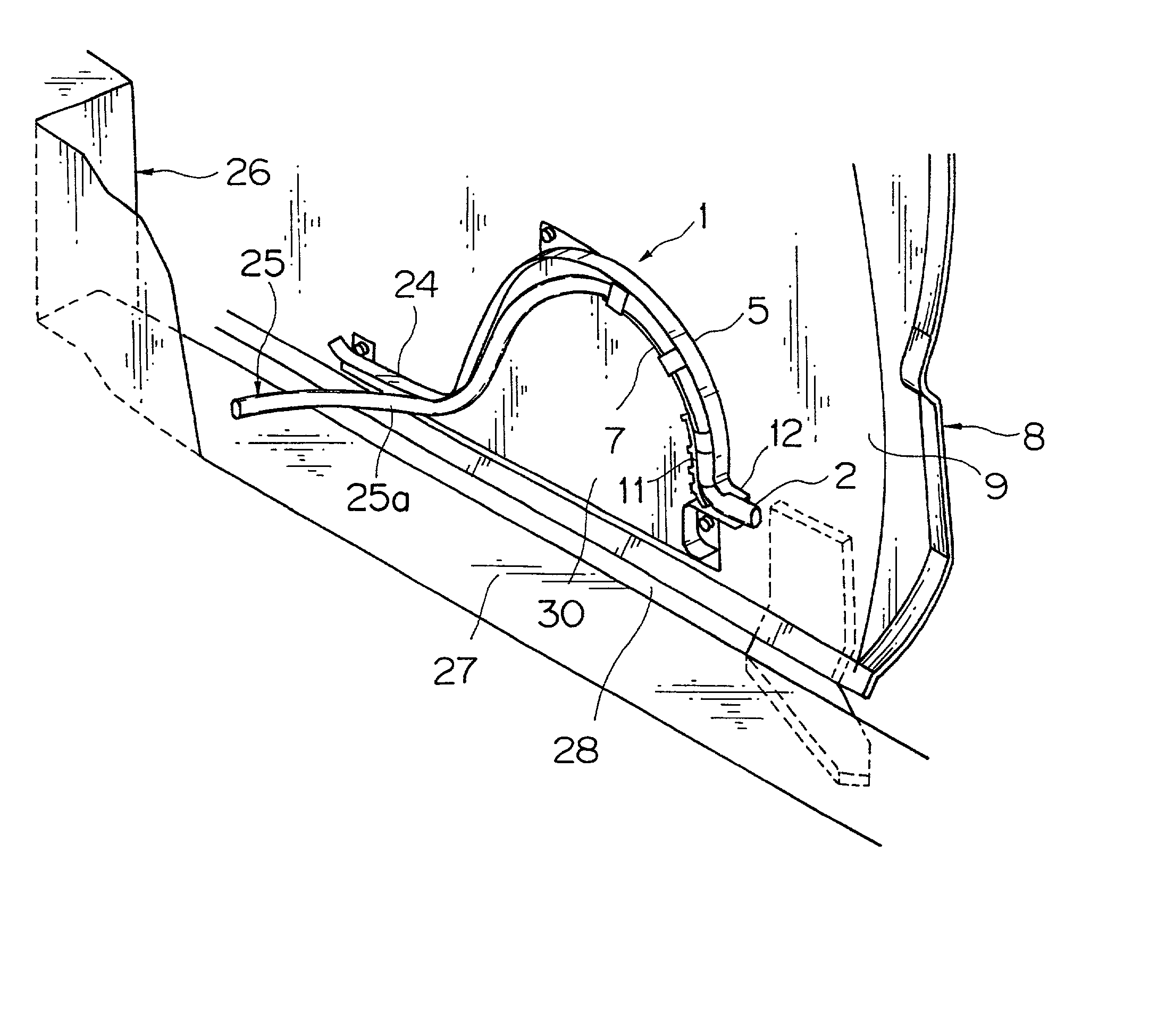 Structure of installing wire harness for sliding door
