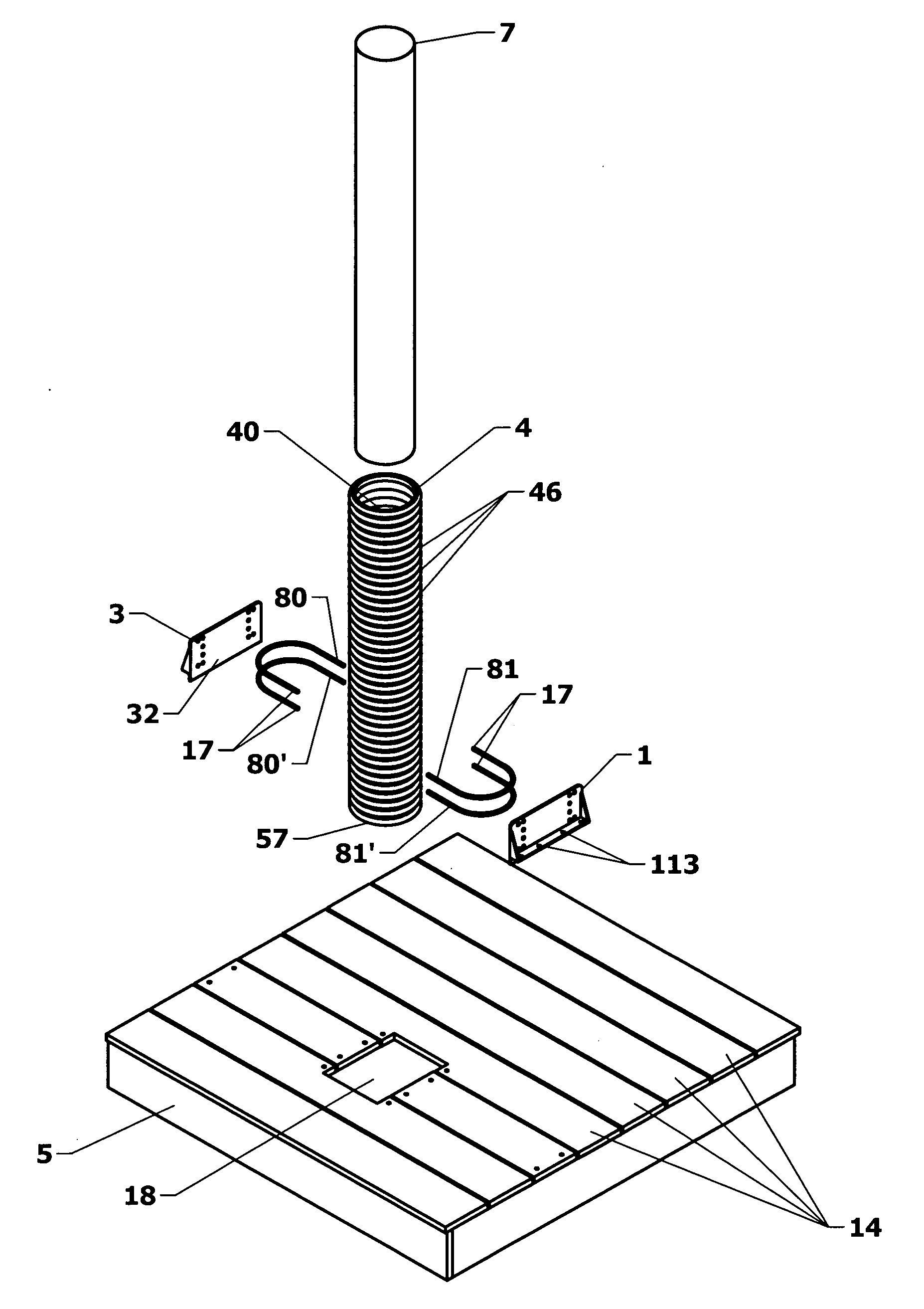 Apparatus for affixing a dock to an inboard mooring pole