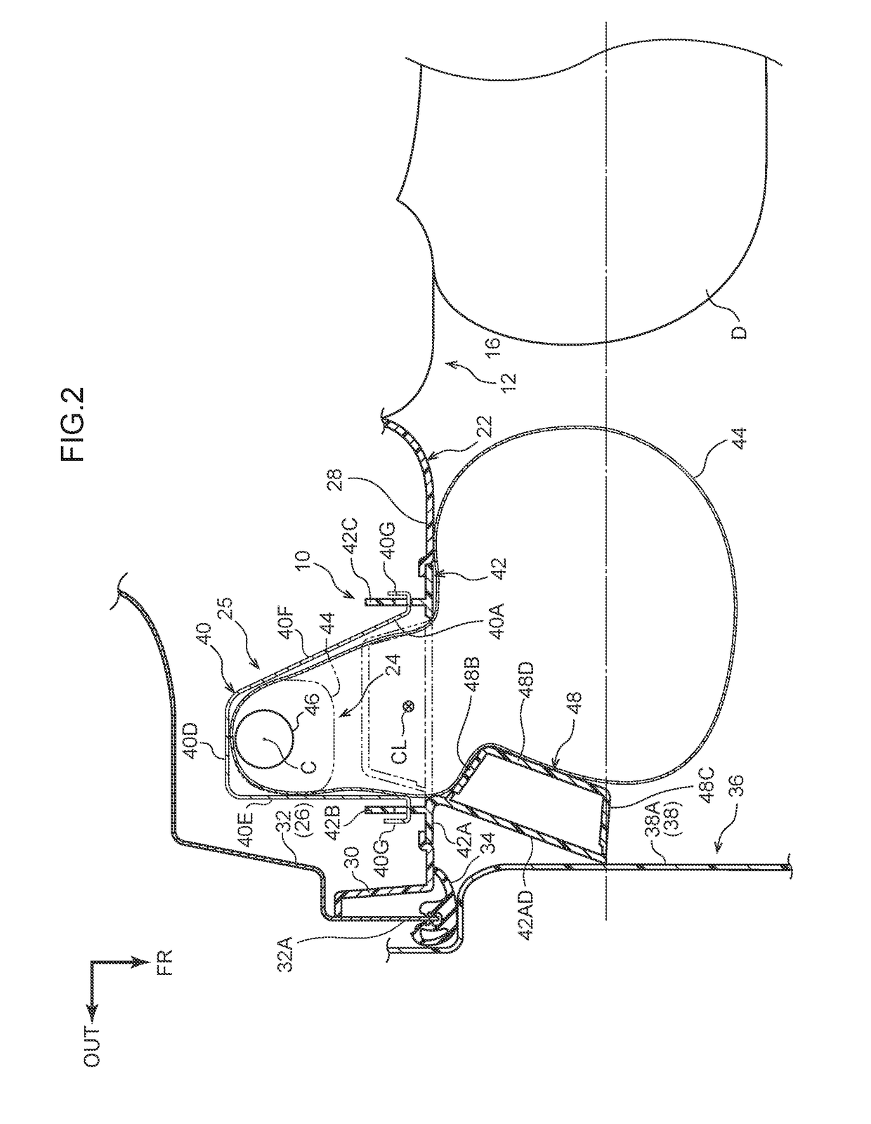 Rear seat side airbag device