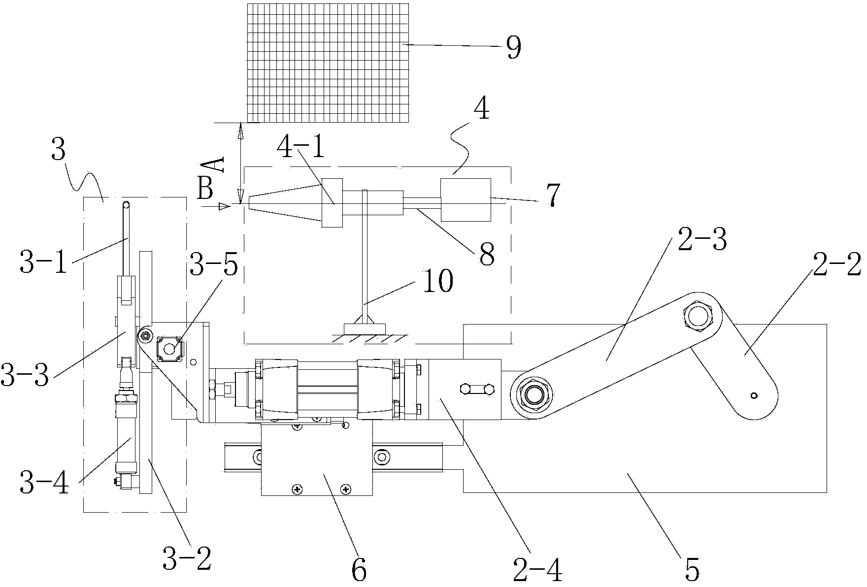 Pre-beating-up device of carbon fiber multi-layer diagonal weaving machine