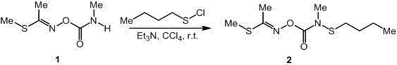 Lead compound sulfo-methomyl and synthesis method thereof
