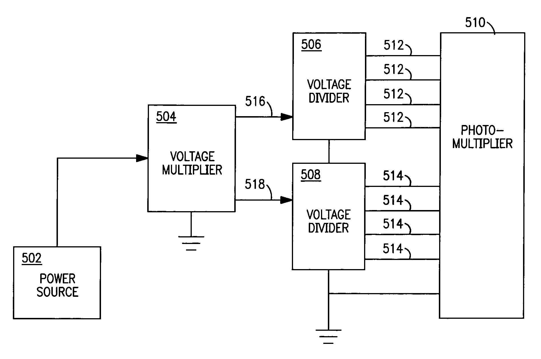 Low power stabilized voltage divider network