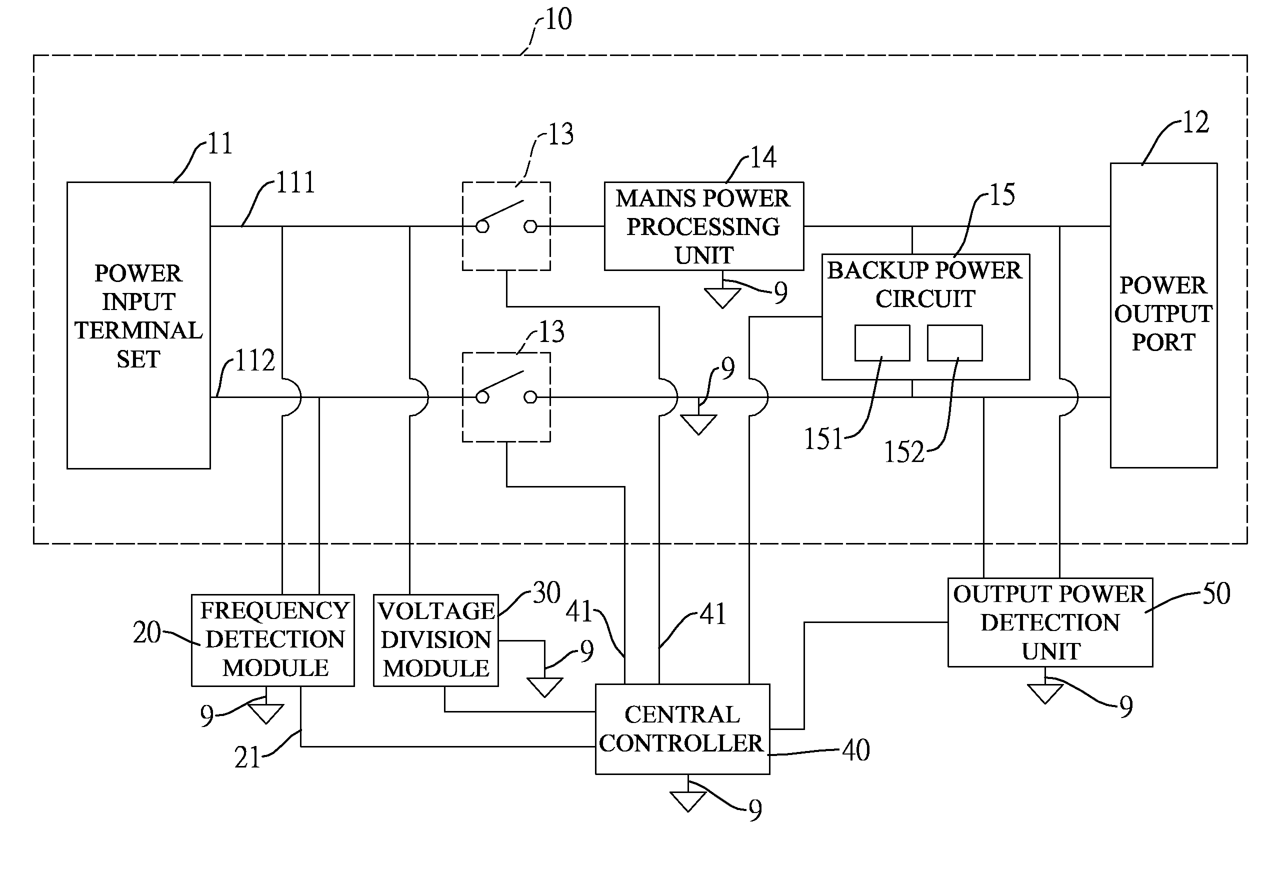 Uninterruptible power supply system having a simplified voltage detection circuit