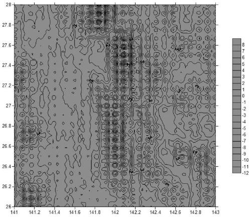 Inverse distance weighted grid method for constructing sea area plumb line deviation model based on frequency domain characteristics