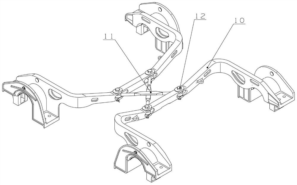 Auxiliary framework type radial bogie suitable for various foundation brake devices