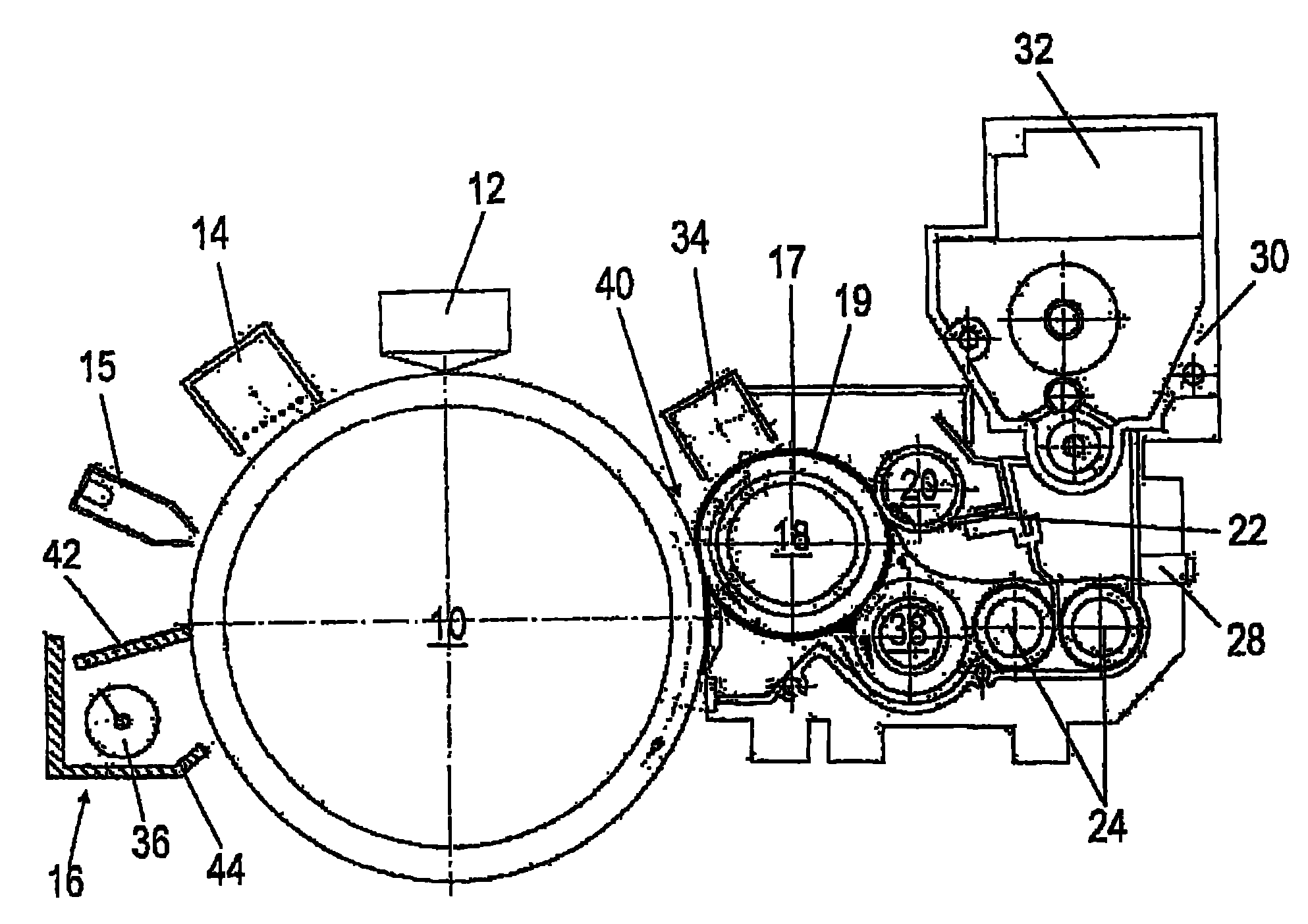 Developer unit for an electrophotographic printing device for printing on glass or ceramic material