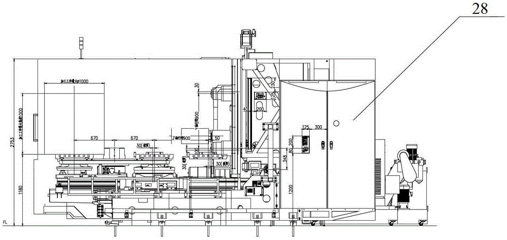 Overall structure and manufacturing method of horizontal machining center