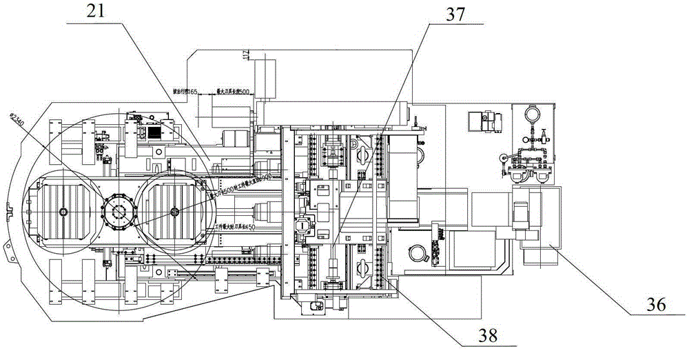 Overall structure and manufacturing method of horizontal machining center