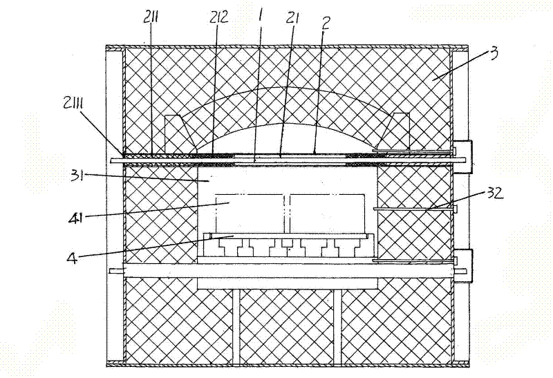 Heater structure of electronic powder firing furnace